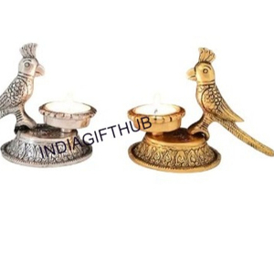 Nuevo tradicional alemán plata y loro dorado Diya para recuerdo de boda regalo de devolución regalo de inauguración de la casa - Product Image 1