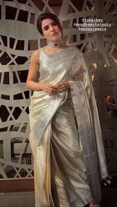 Sari de Fiesta de Boda Estilo Bollywood Inspirado en Samantha, Impresionante Look 2025, Sari Étnico Indio de Seda con Blusa Zari para Chicas - Product Image 2