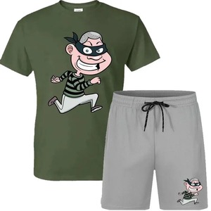 Personnalisé Hommes D'été Survêtement 2 Pièce 100% Coton T Chemise Et Short En Maille Ensemble Hommes Porter Court Ensembles T Shirt Avec Short Twin-Set - Product Image 2
