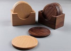 Prix de gros usine blanc rond carré noyer bois de hêtre sous-verre en bois pour boissons vaisselle ménage - Product Image 2