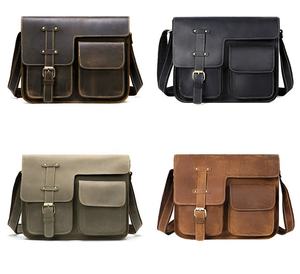 Sacoche pour ordinateur portable Crazy Horse en cuir véritable Vintage Messenger Hommes Femmes LPG-0067B - Product Image 6