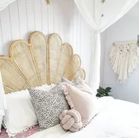 Cabecero de ratán Vintage hecho a mano, mueble de dormitorio principal de mimbre
