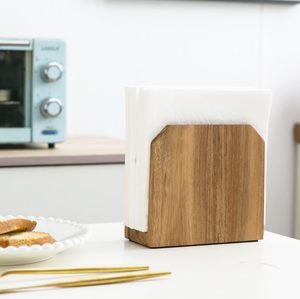 Porte-serviettes en bois d'acacia moderne approvisionné salle à manger de cuisine écologique - Product Image 6