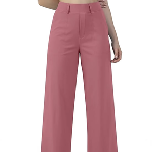 Pantalons de travail de bureau pour femmes, coupe droite, jambes larges, à enfiler, décontractés, avec poches, directement de l'usine - Product Image 1