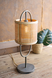 Handmade Customized Rattan Cane Farmhouse Table Lamp with Natural Net Shade Warm White LED <b>Decorative</b> <b>Lighting</b> - Product Image 6