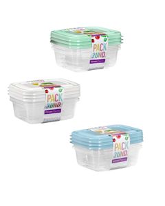 Pack of 3 rectangular plastic taper bottles with lids, 0.35L, Aral Micro (Plastic 1151) - Product Image 1