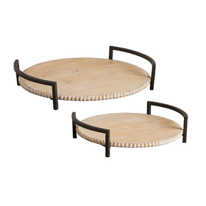 Plateau de service en bois pour aliments Dernier plateau en bois pour forme carrée et poignée en métal ustensiles de cuisine et restaurants - Product Image 3