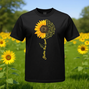 T-shirt d'enseignant en sign languique américain pour les malentendants, motif Mains de tournesol, vêtement promotionnel pour interprète - Product Image 3