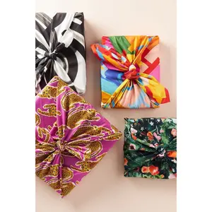 Furoshiki-caja de embalaje de satén con estampado personalizado, paño de envoltura indio de algodón, oferta, proveedor de fábrica - Product Image 1