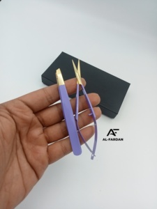 Pinzas para Cejas con Punta Inclinada, Color Lila con Punta Dorada, Pinza para Cejas con Cuchilla Afilada, Tijeras de Resorte, Se Acepta Logotipo Personalizado - Product Image 2