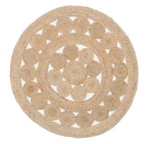 DICO RUG Jute <b>Braided</b> Round Living Room Carpet Natural Hand-Woven Reversible Embroidered Living Room Carpet for Sale - Product Image 1