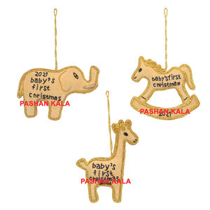 Adornos Colgantes Elegantes con Diseño de Animales Bordados a Mano con Hilo Dorado y Cuentas para Decoración de Árboles de Navidad - Product Image 1