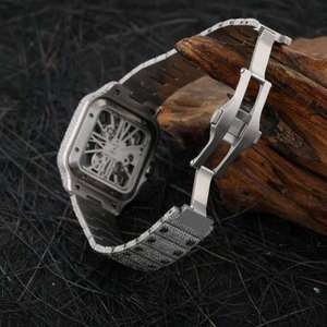 Montre glacée en diamant Moissanite VVS taillée à cadran carré de haute qualité en bijoux Iced Out Bused Down Hip Hop Watch pour unisexe - Product Image 5