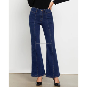 Classic Blue Denim Flare Jeans Women High Waisted Slim Fit <b>Bell</b> Bottoms women denim jeans pants - Product Image 1