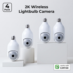 Paquete de 4 cámaras de seguridad con bombilla de luz atornillable, WiFi 2K, 360° °   PTZ con Detección de Movimiento, Visión Nocturna Dual, Audio Bidireccional, Plug and Play - Product Image 1
