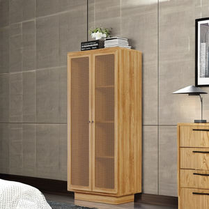 Armario de madera de teca maciza de alta calidad clásico moderno con tocador de muebles de dormitorio de ratán para uso doméstico - Product Image 1