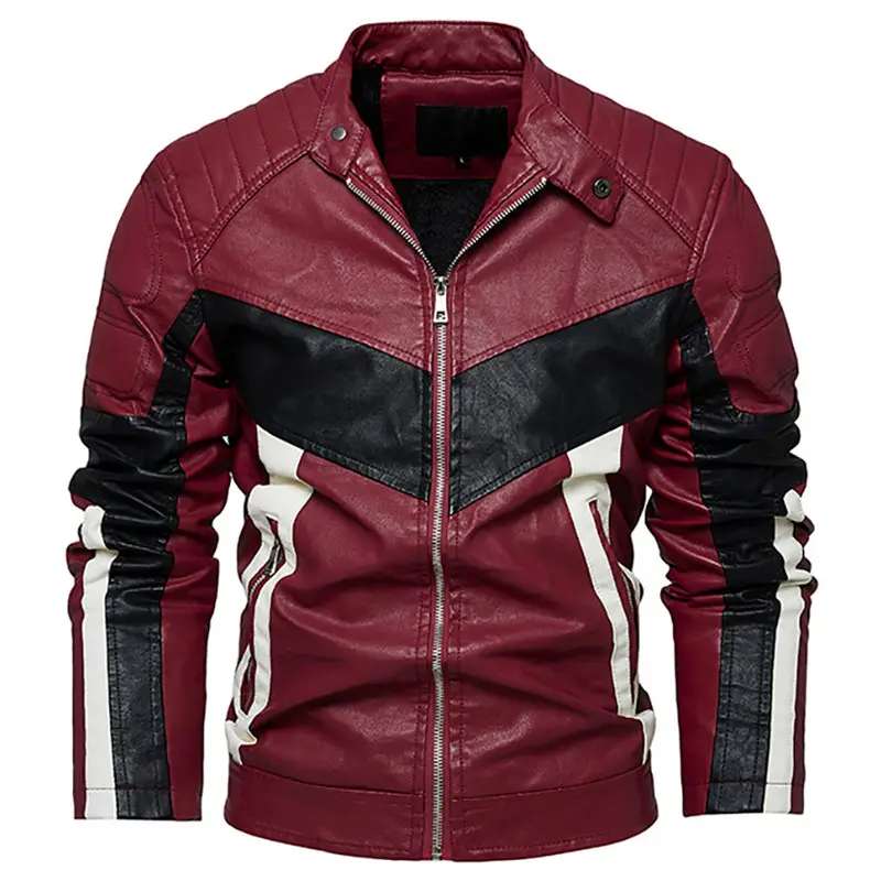Zipper Pockets Racing Gear Men Fashion Leather Motorcycle Jackets motorbike Jacket with elbow knee protector