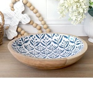 Grand saladier en bois avec revêtement émaillé, saladier de service artisanal pour la cuisine, saladier à riz pour restaurant - Product Image 1