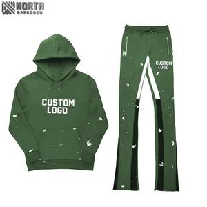 Chándal holgado de algodón OEM 100% para hombre, Conjunto personalizado de 2 piezas, Conjunto de sudadera con capucha y pantalones de chándal, conjunto deportivo de chándal de gran tamaño personalizado para hombre - Product Image 3