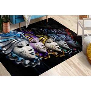 Tapis à motifs de masques vénitiens, Tapis de style vénitien, Tapis modernes, Tapis cadeau, Tapis de couloir, Tapis en chenille - Product Image 2