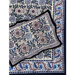 Hand Block Printed King Size 100% Cotton Double Bedsheet Pillow Cover Eco-Friendly Floral <b>Comforter</b> <b>Set</b> for Home 3 Pcs <b>Set</b> - Product Image 1