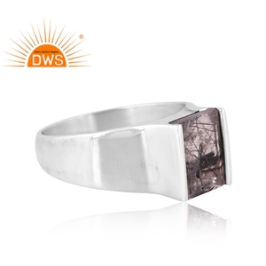 แหวนอัญมณีสีดำธรรมชาติสีเงินสเตอร์ลิงออกซิไดซ์ออกแบบได้ตามต้องการ - Product Image 2