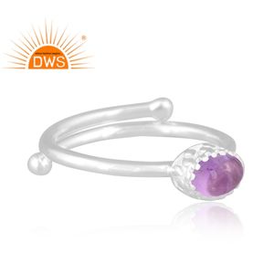 Latest Design Fine Sterling Silver Natural Pink Amethyst Gemstone <b>Adjustable</b> <b>Ring</b> Jewelry For Women Gift For Her - Product Image 2