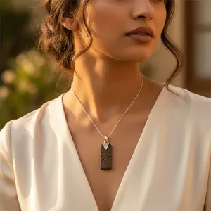 Modern Bohemian Women's Jewelry with <b>Silver</b> Carved Brown Pendant Gold Plated Natural Gemstone Religious Style Stone <b>Charms</b> - Product Image 2