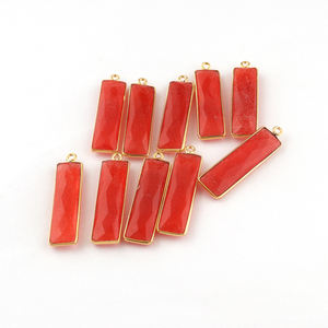 Hot Selling Wholesale Jewelry bar Shape Red Jade Diy Single Bail Making Connectors Gold Plated Bezel Setting Supply Connectors - Product Image 6