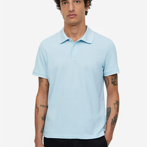 Diseño personalizado de manga corta Inglaterra para camisa para hombres 100% algodón bordado frente sólido Terry tela hecha PK transpirable - Product Image 1