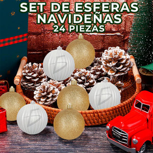 Set di 24 Mini Palline di Natale in PVC Oro e Argento Personalizzabili, Eleganti Decorazioni per la Casa con Confezione Regalo - Product Image 1