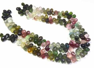 Tự Nhiên Cao Cấp 6x5-8x5mm Teardrop Briolette Tốt Cắt Đa Màu Sắc Tourmaline Đá Quý <span class=keywords><strong>Micro</strong></span> Mặt 8.5 "Sợi Lỏng Đá Quý - Product Image 3