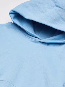 Sweat à capuche unisexe en coton mélangé, bleu clair, brodé au crochet, pour l'hiver, décontracté, avec poche - Product Image 4