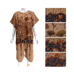 Ropa de Casa holgada para mujer, conjunto floral de dos piezas, pijama de manga corta y pantalones de pierna ancha, pijama cómodo - Product Image 5