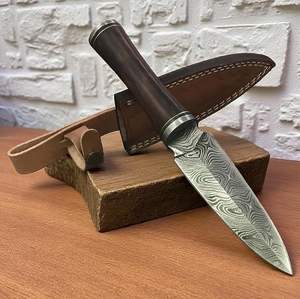 Cuchillo de Acero Damasco Hecho a Mano con Hoja de Acero con Alto Contenido de Carbono y Mango de Cuerno de Toro, Dureza MDM HRC60-65, Cuchillo de Camping de Grado Industrial - Product Image 4