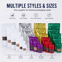 Sac en papier kraft blanc avec fermeture à glissière imprimée, pochette debout avec fenêtre mate pour voir le thé et le café, offre spéciale