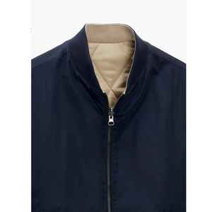 Chaqueta de bombardero de poliéster/nailon impermeable ecológica para hombre, último diseño, manga larga Lisa negra, bolsillos laterales delanteros, OEM de invierno - Product Image 6