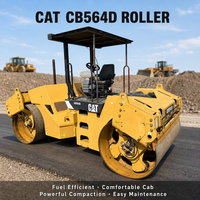 Compacteur vibrant à double tambour d'occasion CAT CB564D pour projets de construction routière en asphalte à vendre