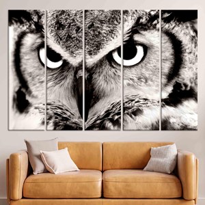 Toile imprimée en verre pour les amoureux des hiboux : Décoration de ferme unique, lot de 5 toiles - Product Image 1