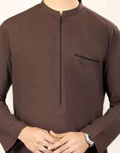 Vente en gros Premium élégant Jubba Qatar Thobe couleur unie hommes Jubah Al arabe musulman Thobe Dubai islamique Dubaï hommes - Product Image 6