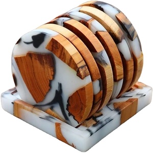 Dessous de verre européen de haute qualité en forme de Monstera en céramique, bois et résine, décoration de table de bar classique pour la maison, accessoires de feuille de tasse en carton - Product Image 1