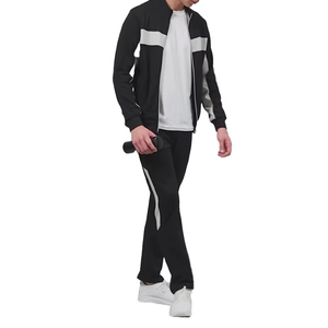 Ensemble de survêtement de sport pour homme de haute qualité personnalisé, couleur unie noire, imperméable, léger, coupe-vent - Product Image 3