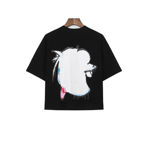 เสื้อยืดคอโอเวอร์ไซส์สำหรับผู้ชายแนวสตรีทเสื้อคอตตอนสีพื้นเสื้อ100% ยี่ห้อ OEM - Product Image 2