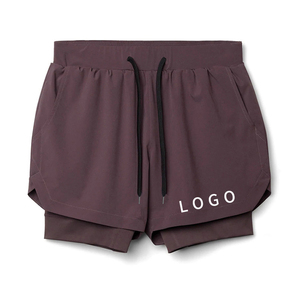 2025 Custom Men's Gym Shorts High Street Style Solid Jogger Sports Training <b>Mid</b> Double-<b>Layer</b> Pockets 2-in-1 100% Polyester Quick - Product Image 5