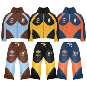 Ensemble survêtement homme en coton 100% avec capuche et cordon de serrage, taille plus, uni, hiver, personnalisé - Product Image 1