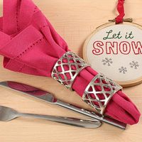 Hermosos Anillos de Servilleta Plateados con Diseño Rectangular Tallado a Mano, Modernos, para Navidad, Acción de Gracias, Decoración de Mesa de Comedor, Fiestas, Juego de 12