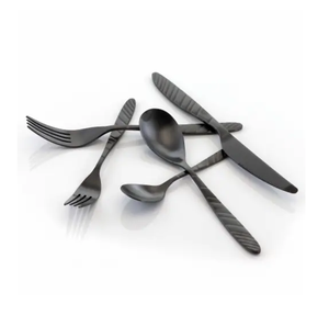 Cuchara de cubiertos de acero espejado, 8 Uds., palillo, tenedor, cuchara de postre, juego de cuchillos para mantequilla, cuchara de Color negro mate - Product Image 3