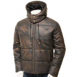 OEM ODM Service Men's Full Sleeve Hooded Collar Leather Jacket Product for Adults Winter Jacket - Product Image 5