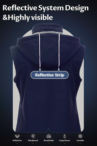 เสื้อกั๊กกันลมแขนกุดสำหรับผู้ชาย, เสื้อแขนกุดมีฮู้ดสะท้อนแสงสามารถถอดออกได้สำหรับฤดูหนาว - Product Image 6