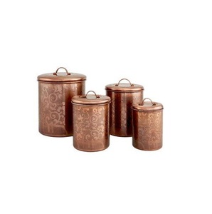 Stylish <b>Copper</b> Canister Set With Glossy Finish And Sleek Look Ideal For Displaying On <b>Kitchen</b> Shelves Counters Or Open Cabinets - Product Image 6